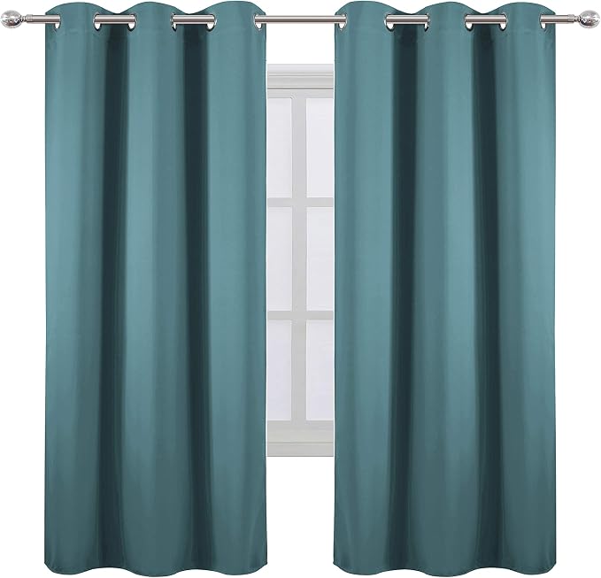 Sea Teal Thermal Blackout Curtains/42 x 72 Inch/Set of 2 Panels Room Darkening - Image 2