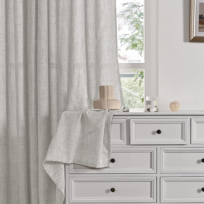 YoungsTex Light Grey Linen Curtains 84 Inch Length - Image 9