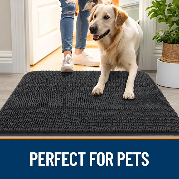 OLANLY Dog Door Mat for Muddy Paws 44x32, Super Absorbent Chenille Mud Mat | - Image 6