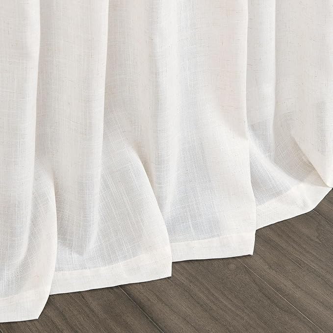 Ivory White Linen Curtains for Living Room 100 Inches Long Light Filtering Semi - Image 9