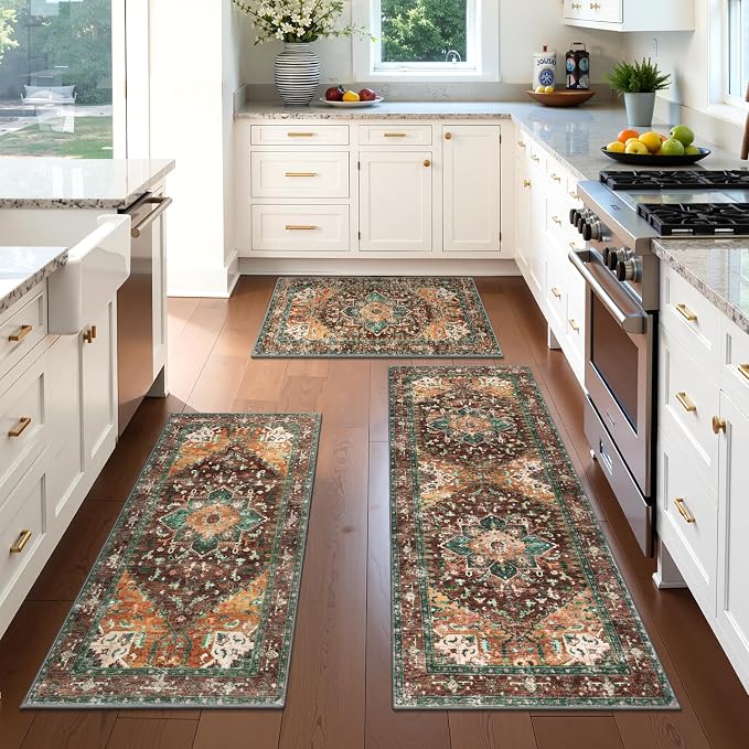 Yamaziot Washable Runner Rug Set of 3, Non-Slip Boho Hallway Kitchen Rug | by Yamaziot