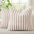 decorUhome Fall Faux Fur Throw Pillow Covers 16x16 Set of 2 Beige | Decorative by decorUhome