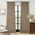 Light Brown Pleated Linen Blackout Curtains 102 Inches Long by Twodrapes