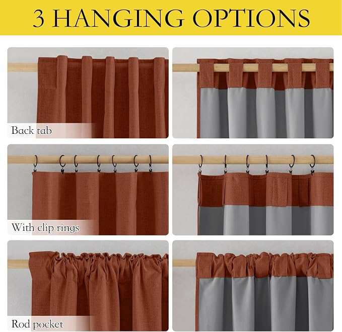 NICETOWN 100% Absolutely Blackout Linen Curtains - Image 3