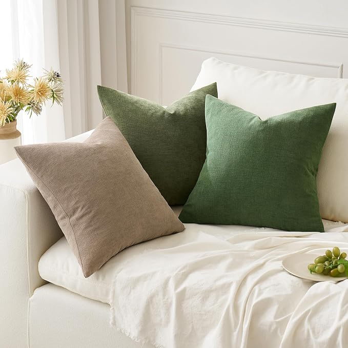 MIULEE Light Brown Chenille Couch Throw Pillow Covers, 18x18 | Set of 2 - Image 5