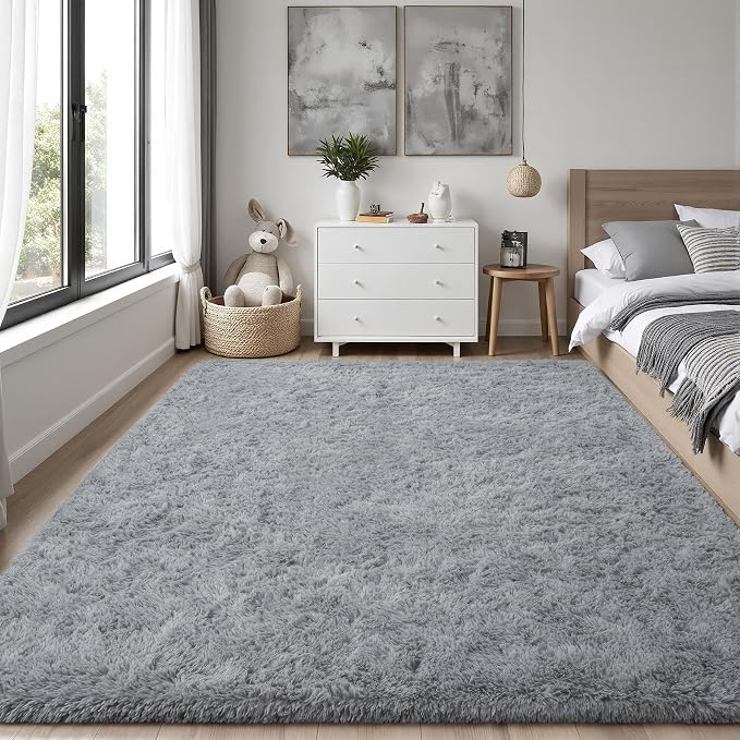 PLHXFR 4x6 Area Rugs Living Room: Fluffy Bedroom Rug Shag Carpet Grey | Upgrade - Image 2