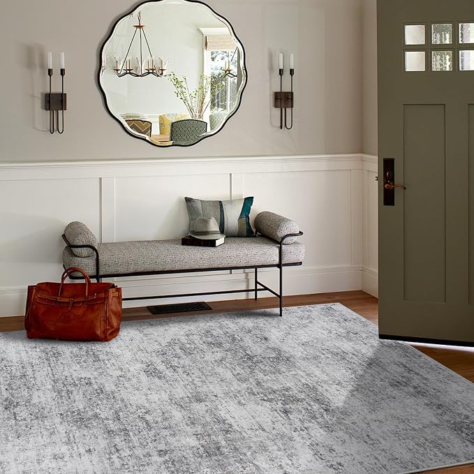 Aelenmu 5x7 Area Rugs for Living Room Bedroom Dining Room Washable Grey | Soft - Image 3