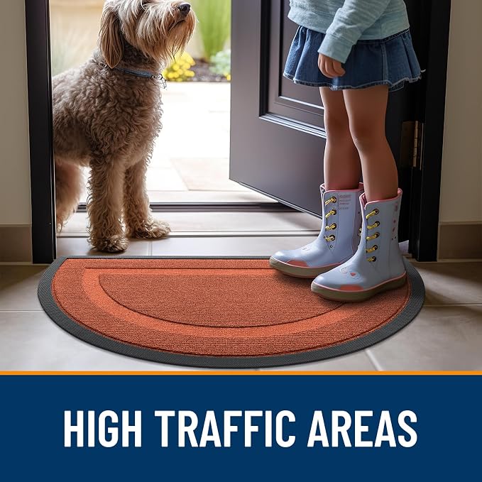 OLANLY Half Circle Front Door Mat Outside 33x21 All-Season Rubber Doormat | - Image 6