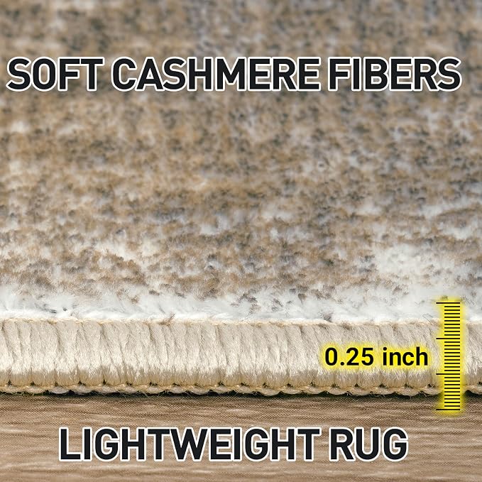 6x9 Area Rugs for Living Room: Washable Abstract Brown White Badroom Carpet | - Image 7