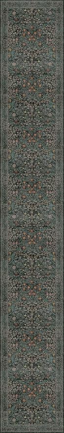 Dark Green Washable 3x20 Extra Long Runner Rug - Image 3