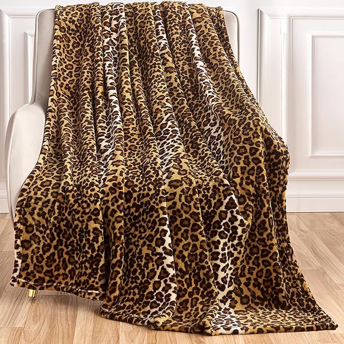 Edenleaf Leopard Print Blanket Fleece Throw by Edenleaf