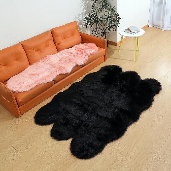 linmopm Faux Fur Sheepskin Rug, 4x6 ft | Shag Fluffy Fuzzy, High-Density Cushion - Image 3