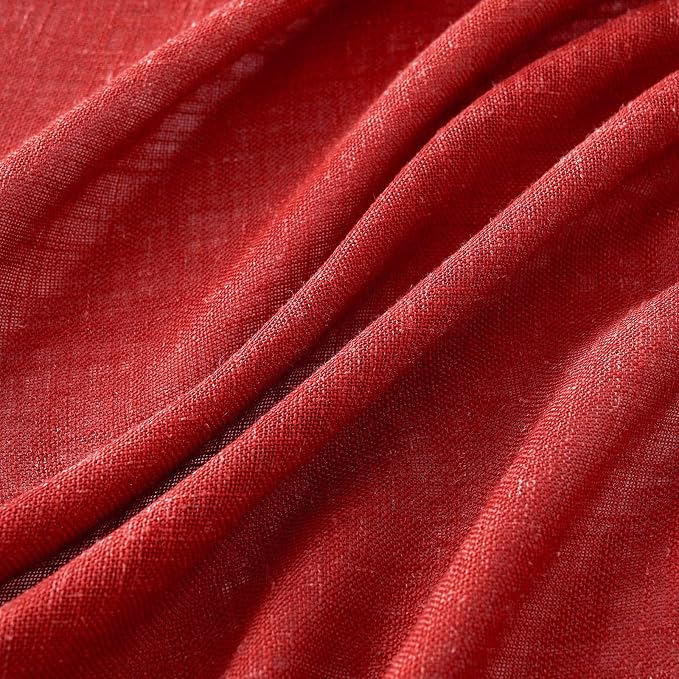 MIULEE Red Linen Curtains 52x108 Inch Long - Image 4