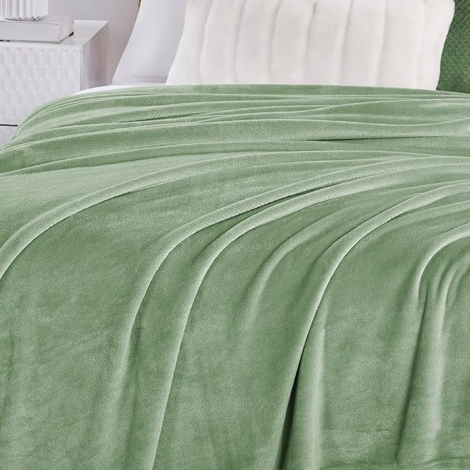 Walensee Fleece Blanket Plush Throw Fuzzy Lightweight (Twin Size 60x80 Sage Green) Super Soft Microfiber Flannel Blankets for Couch, Bed, Sofa Ultra Luxurious Warm and Cozy for All Seasons