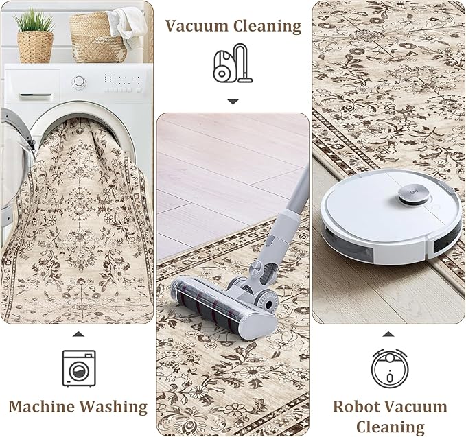 Yamaziot 2x8 Washable Hallway Runner Rug Non Slip Floral Carpet, Stain Resistant - Image 5