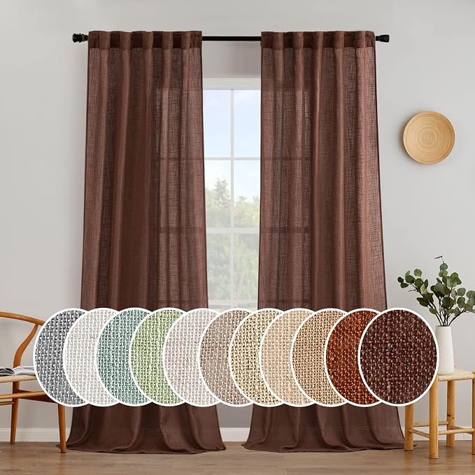 MIULEE Chocolate Brown Linen Curtains 52x96 Inch by MIULEE