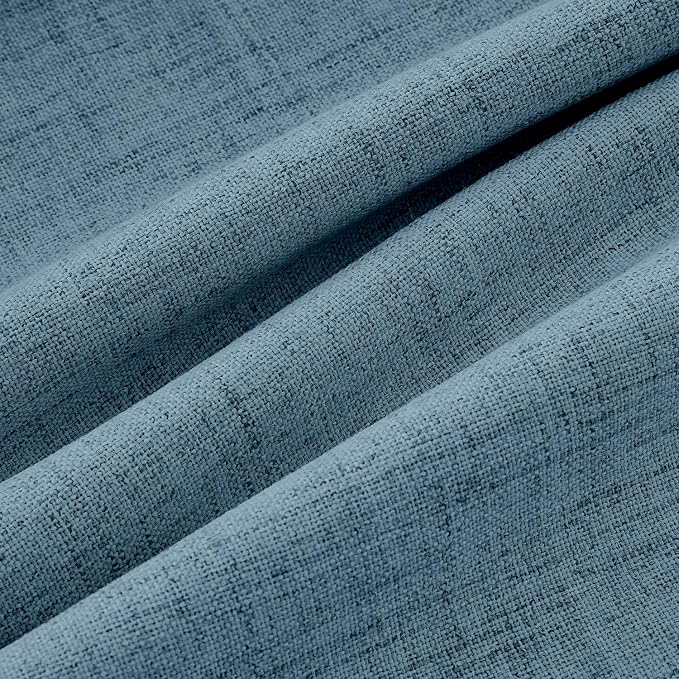 MIULEE 100% Blackout Linen Curtains 42 x 90 Inch Stone Blue 2 Panels | Thermal - Image 9