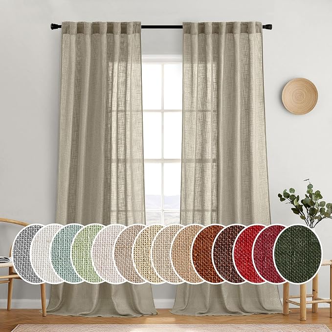 MIULEE Oatmeal Linen Curtains 52x90 Inch Long 2 Panels by MIULEE