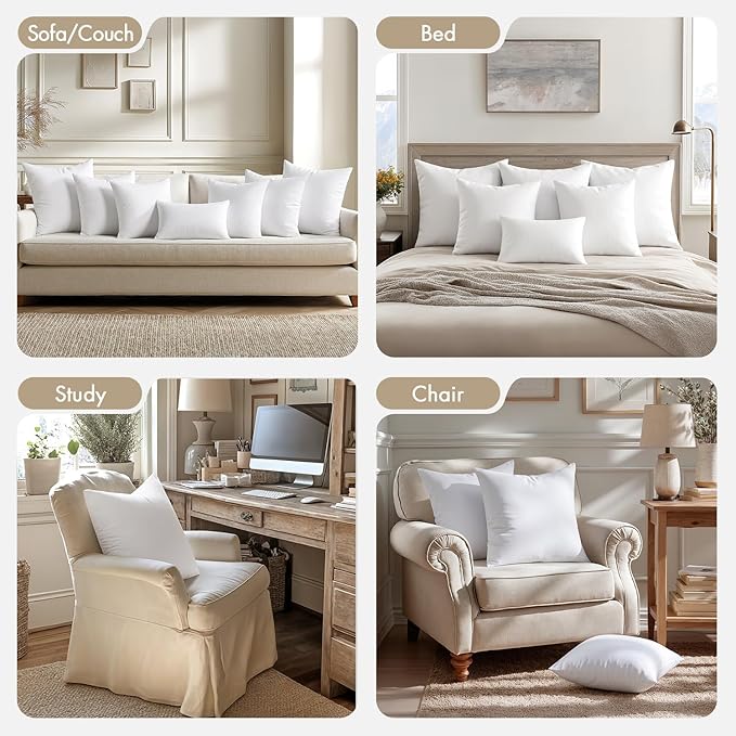 MIULEE 26x26 Euro Pillow Inserts 4 Pack, 100% Virgin Filling Throw Pillows | - Image 5