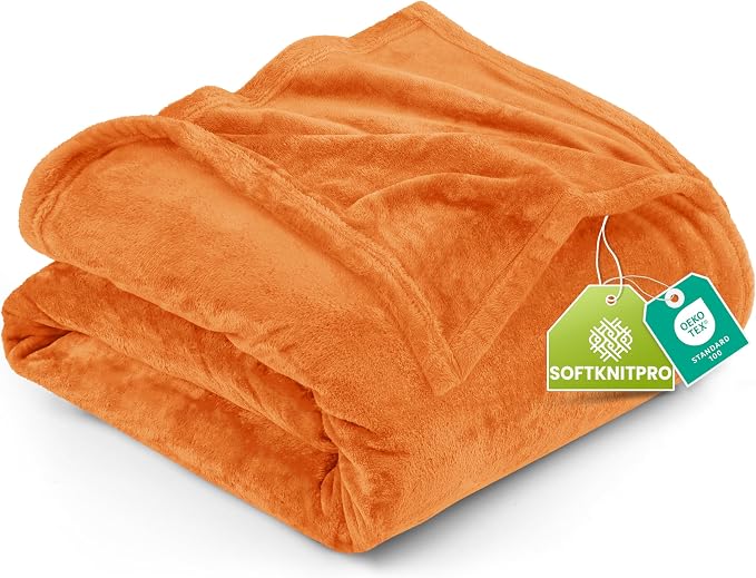 Utopia Bedding Soft Fleece Bed Blanket Twin Size Burnt Orange | Microfiber by UTOPIABEDDING