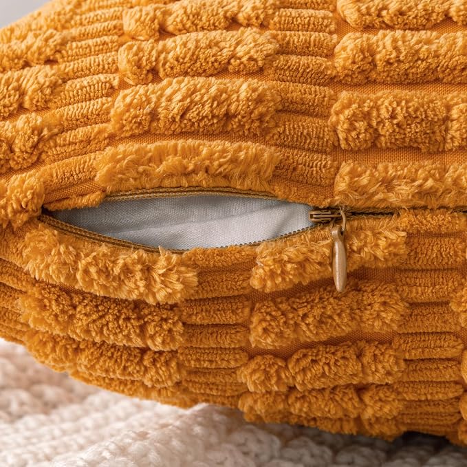 MIULEE Fall Corduroy Decorative Throw Pillow Covers 12x20 Burnt Orange | Lumbar - Image 5