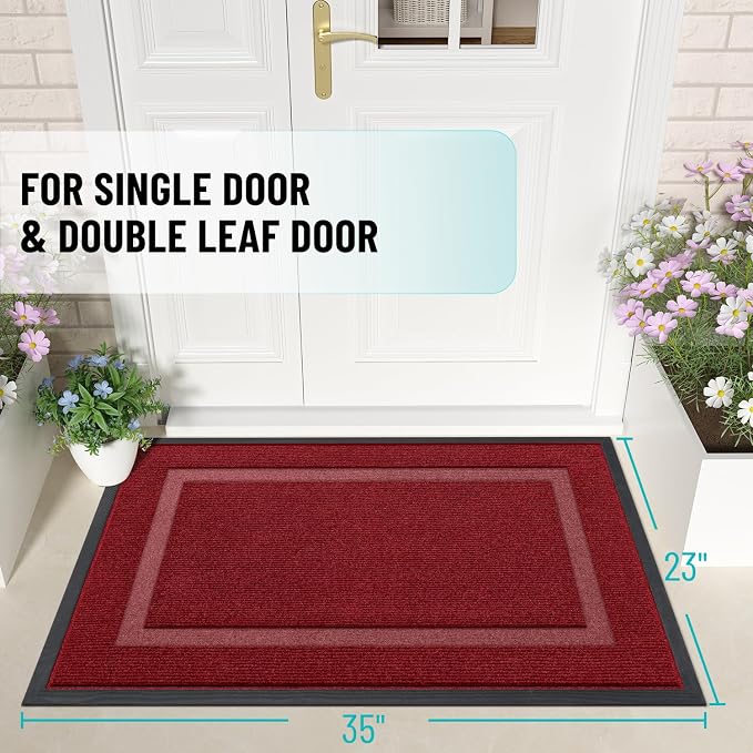 OLANLY Front Door Mat Outside 35x23, All-Season Heavy-Duty Rubber Doormat | - Image 2