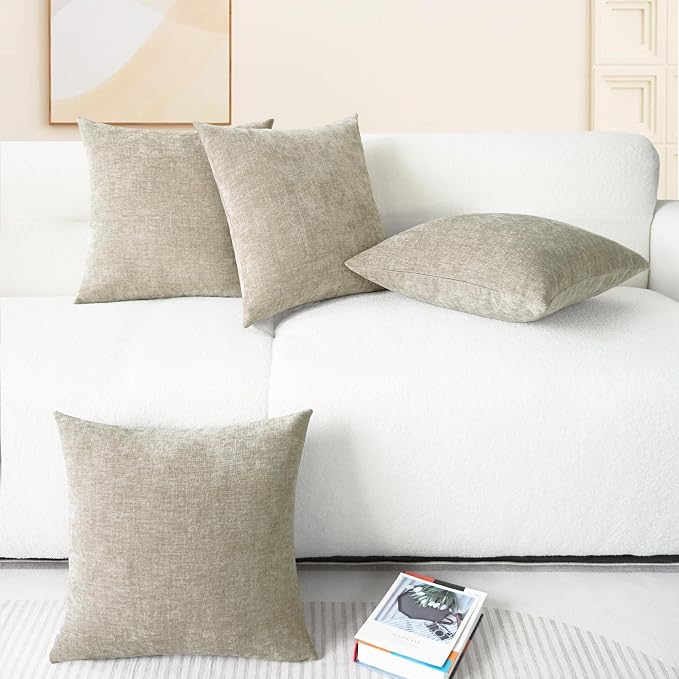 CaliTime Decorative Couch Throw Pillow Covers 18 X 18 Inches Light Taupe | Pack - Image 6