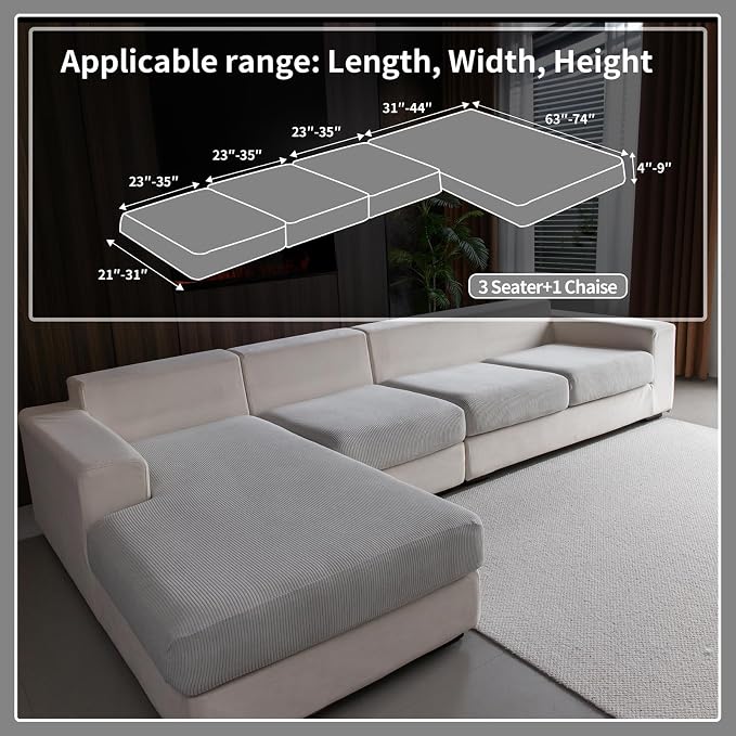 OHSIO Sectional Couch Covers, Wear Resistant Stretch Sofa Covers Washable Soft - Image 2