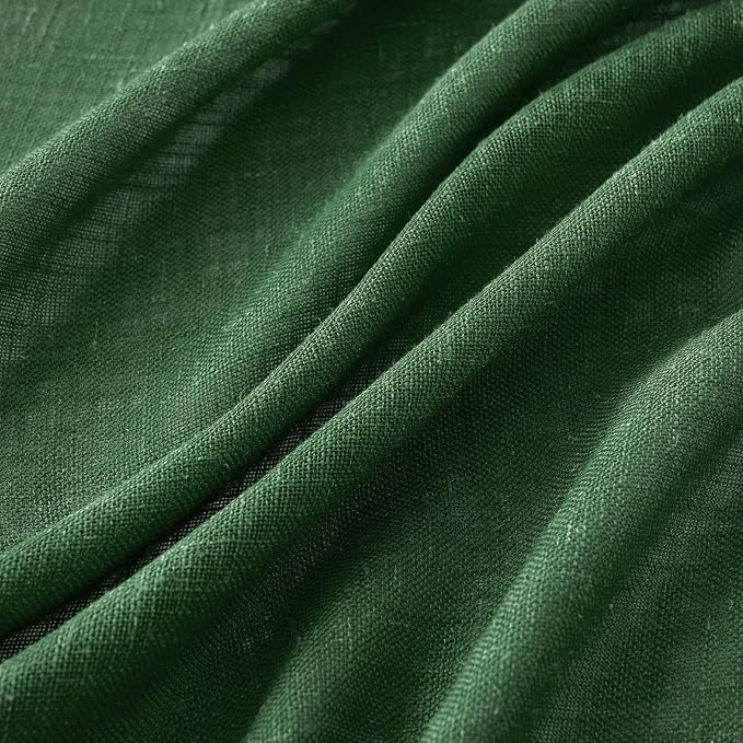MIULEE Emerald Green Linen Curtains 52x90 Inch Long - Image 4