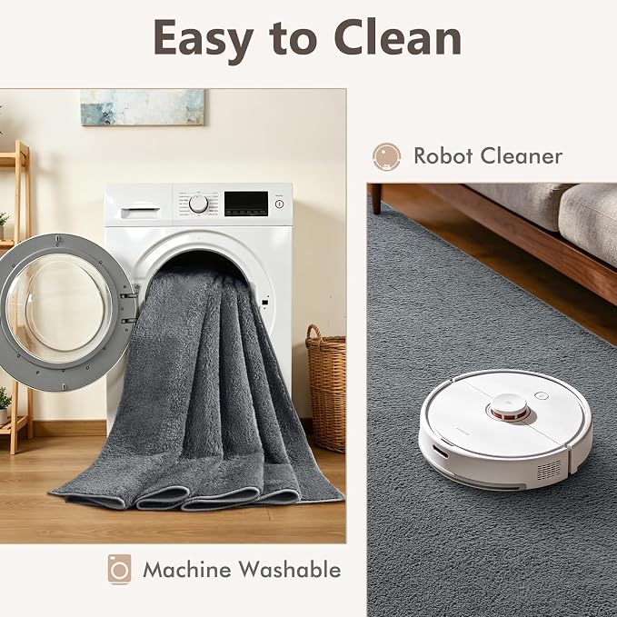 2x6 Dark Grey Solid Runner Rug Washable Non-Slip - Image 6