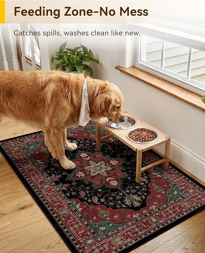 RELEANY Washable Area Rug, Small 2'x3', Water Repellent, Pet Friendly, Vintage - Image 2