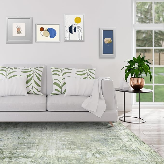 Aelenmu 9x12 Area Rugs for Living Room Bedroom Dining Room Washable Green | - Image 3