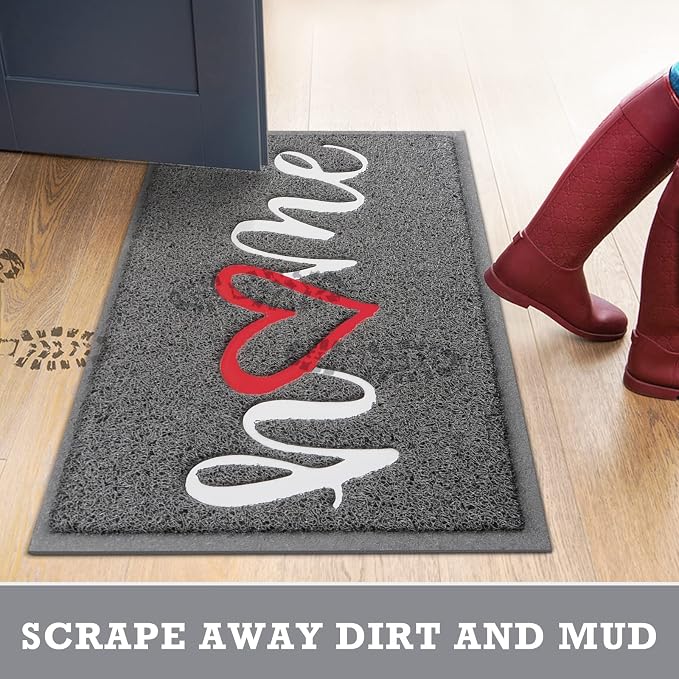 Grey Door Mat Welcome Mats Outdoor Indoor Doormat - Image 7