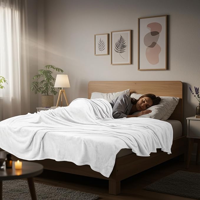 Utopia Bedding Ultra Soft Fleece Bed Blanket Queen Size White | Microfiber - Image 8