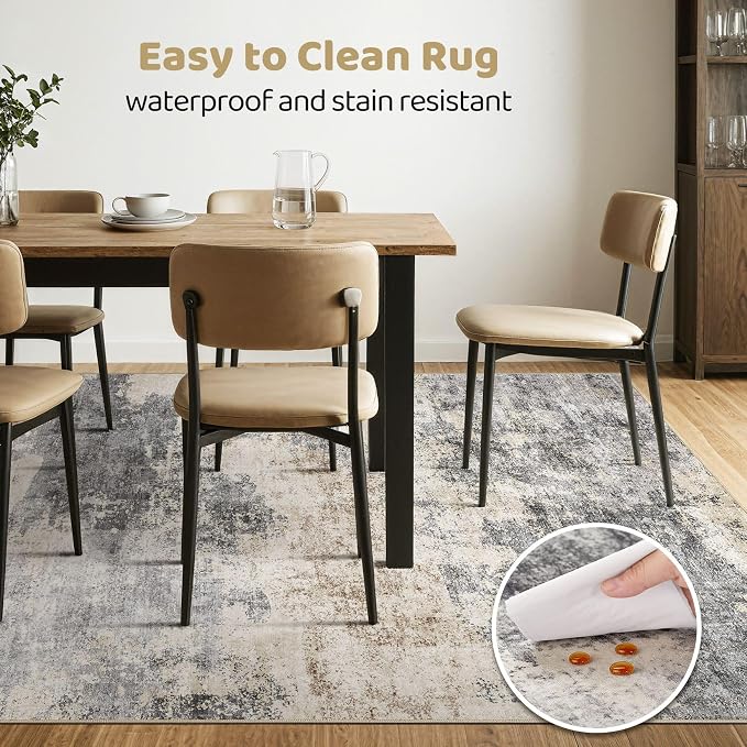 LOONGRUG 5x8 Area Rug Washable Neutral Modern Living Room Rugs Grey Brown | - Image 6