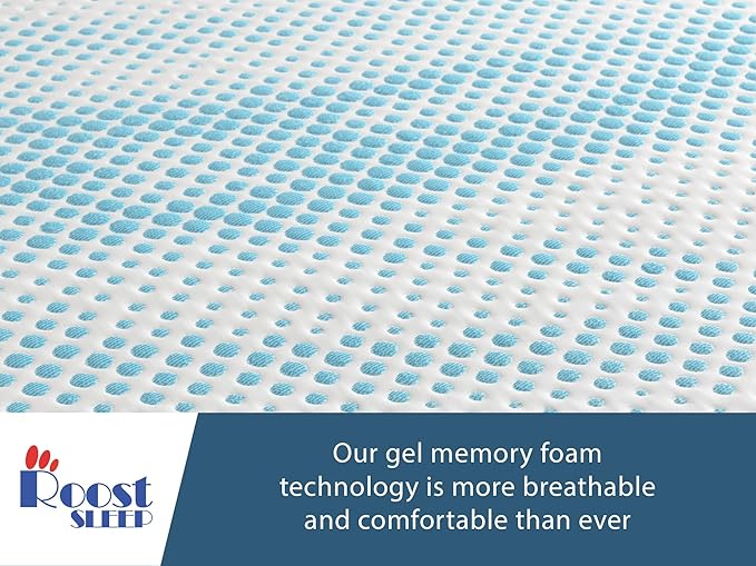 Roost Sleep Cool Cloud Supreme 3 Inch Gel Memory Foam Queen Mattress Topper – Cooling, Ventilated Design for Back and Pressure Relief