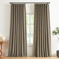 Vision Home Brown Pinch Pleated Full Blackout Curtains Linen Blended Room by VisionHome