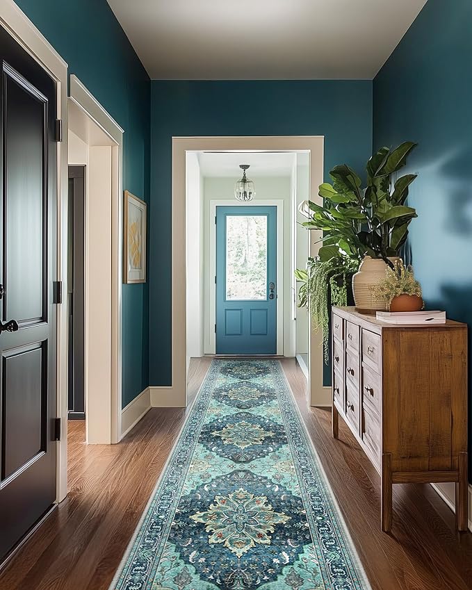 RELEANY Washable Area Rug, Runner 2'x10', Teal | Non-Slip, Water Repellent - Image 3