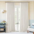 Ivory White Pleated 100% Blackout Linen Curtains 96 Inches Long 2 Panels | by Twodrapes