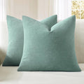 MIULEE Aqua Green Chenille Couch Throw Pillow Covers, 18x18 | Set of 2 by MIULEE