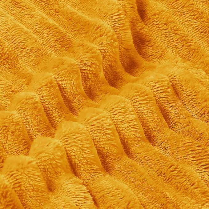 BEDELITE 3D Ribbed Mustard Yellow King Size Blankets - Image 4