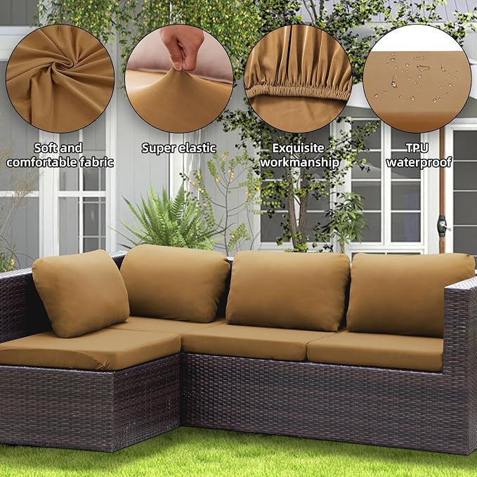 14PCS Patio Cushion Covers, Patio Furniture Couch Seat Slipcovers | Washable - Image 4