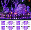 JMEXSUSS 8 Pack 50 LED Fairy Lights Battery Operated - Purple Halloween Lights for Gift Party Garden Patio Home Halloween Christmas Decorations