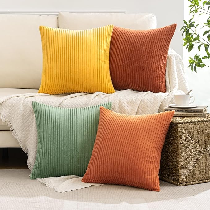 MIULEE Fall Decorative Throw Pillow Covers Yellow Rust Green 24x24 | Set of 4 - Image 9