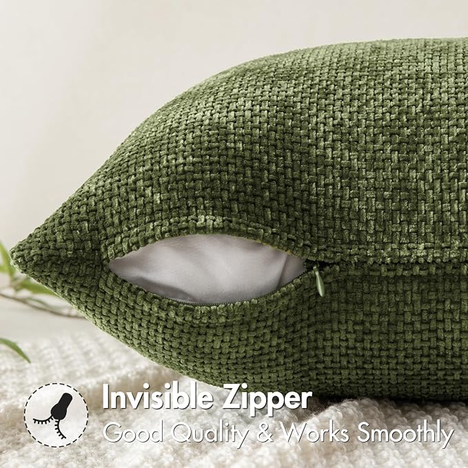 MIULEE Decorative Couch Throw Pillow Covers 20x20 Inch Olive 2 Pack | Modern - Image 5