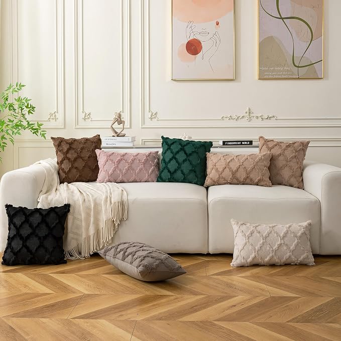 Set of 2 Soft Moroccan Throw Pillow Covers 18x18 Inch Plush Boho Decorative - Image 2