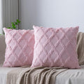 Set of 2 Soft Moroccan Throw Pillow Covers 18x18 Inch Plush Boho Decorative by Cozoomy