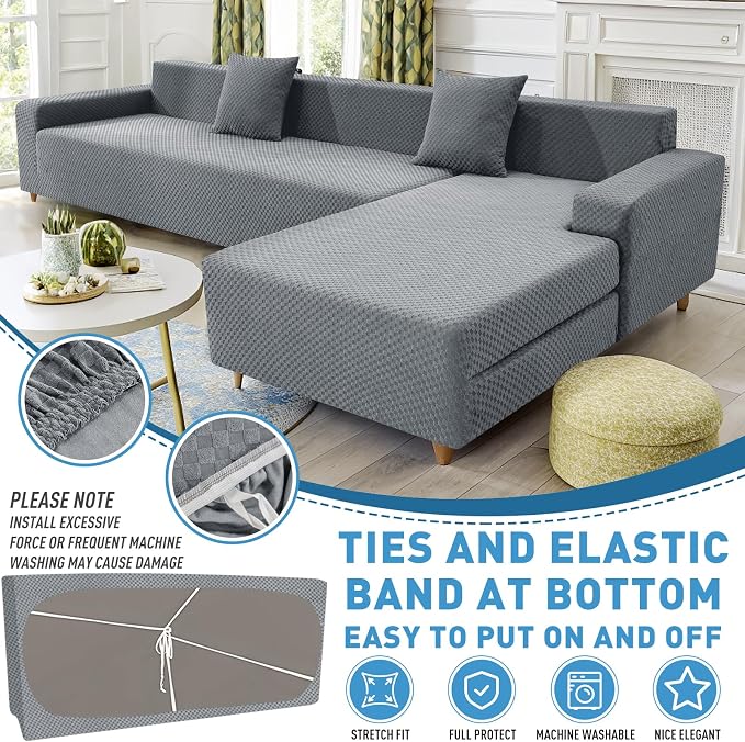 ZNSAYOTX Sectional Couch Covers, Stretch Jacquard Slipcovers - Image 4