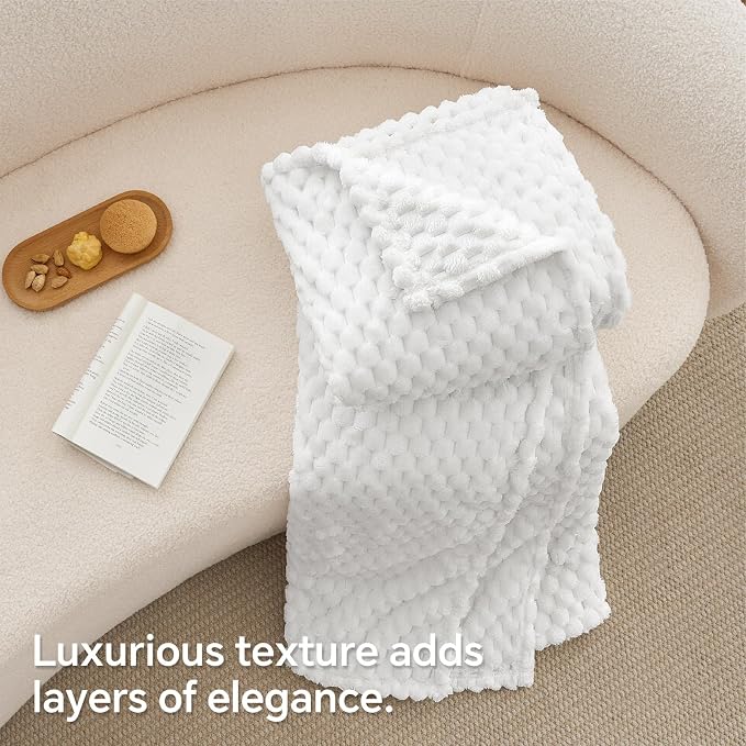 BEDELITE White Throw Blanket for Couch, Soft Cozy Gifts for Women, 50 * 60 | 3D - Image 6