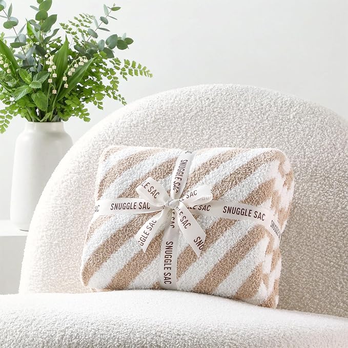 Snuggle Sac Ultra Soft Throw Blanket, Cozy Knitted, Fuzzy Knit Striped - Image 5